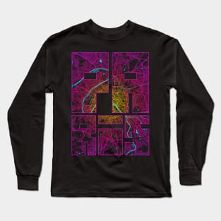 Paris, France City Map Typography - Neon Long Sleeve T-Shirt